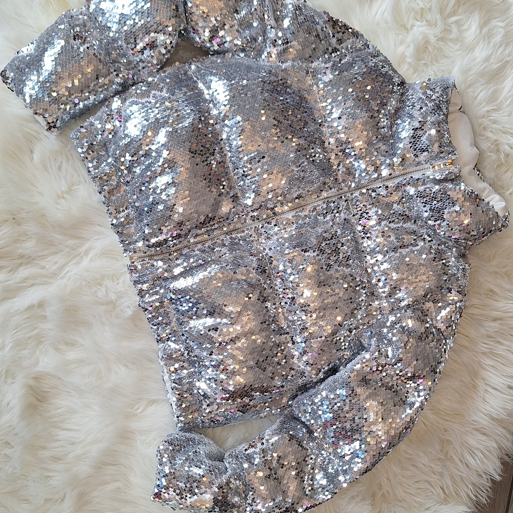 Silver Sequin Bomber Jacket